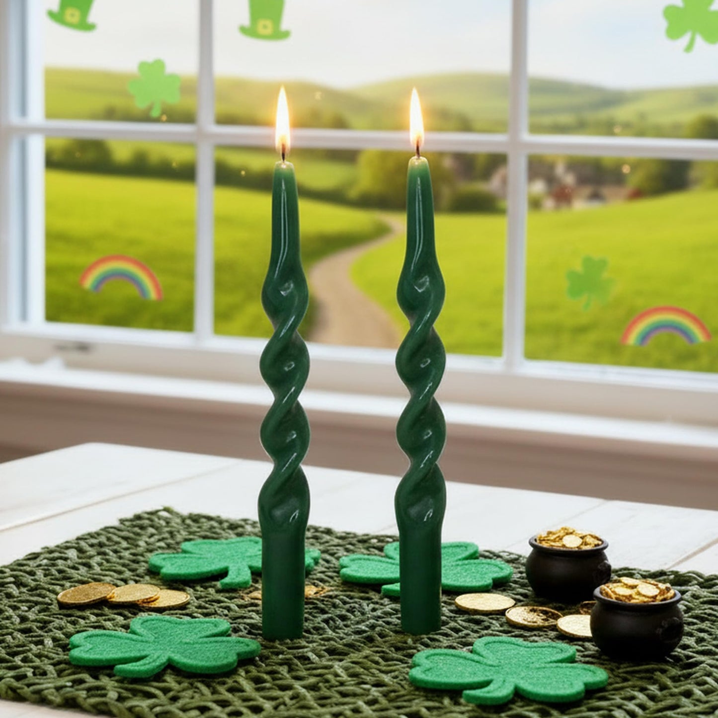 Spiral Taper Candle Dinner Candlesticks,10inches Long Tapered Candles Green Twisted Candlestick Decorative Candle Sticks for Holiday Wedding Party Dinner Table Women Men,1D-Navygreen
