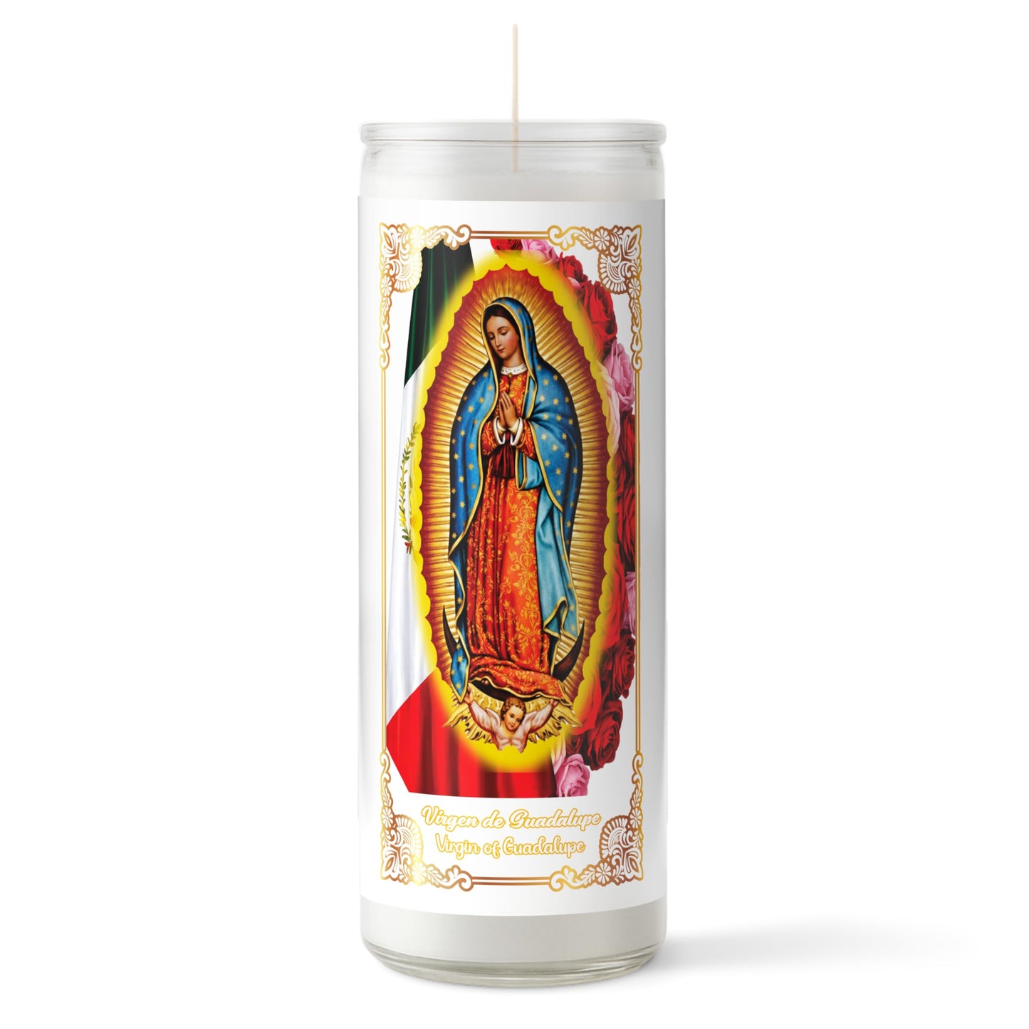 Alumenza 6 Pack Virgen de Guadalupe Candle in Glass Jar 90 Hours– Paraffin Wax, Clean Burning Unscented | Large & Tall Devotional Prayer Pillar Candles for Home, Memorial, Rituals