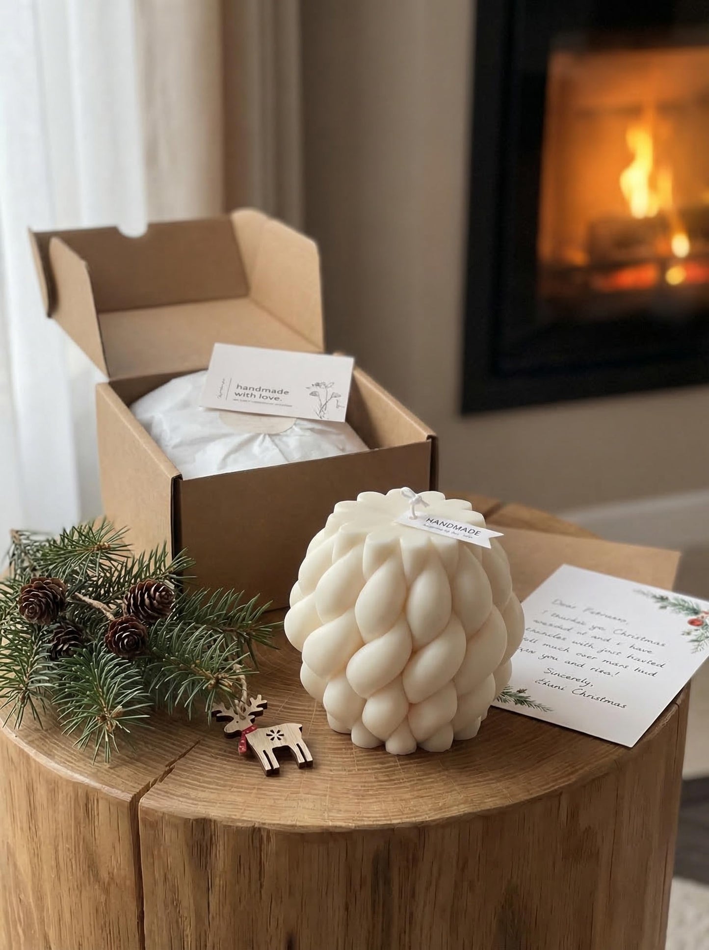 Hyznengu Knot Ball Soy Wax Candle- Large Handmade Pillar Scented Elegant Bubble Aesthetic Candle, Housewarming Wedding Birthday Gift Home Room Shelf Decor Idea White（Large）
