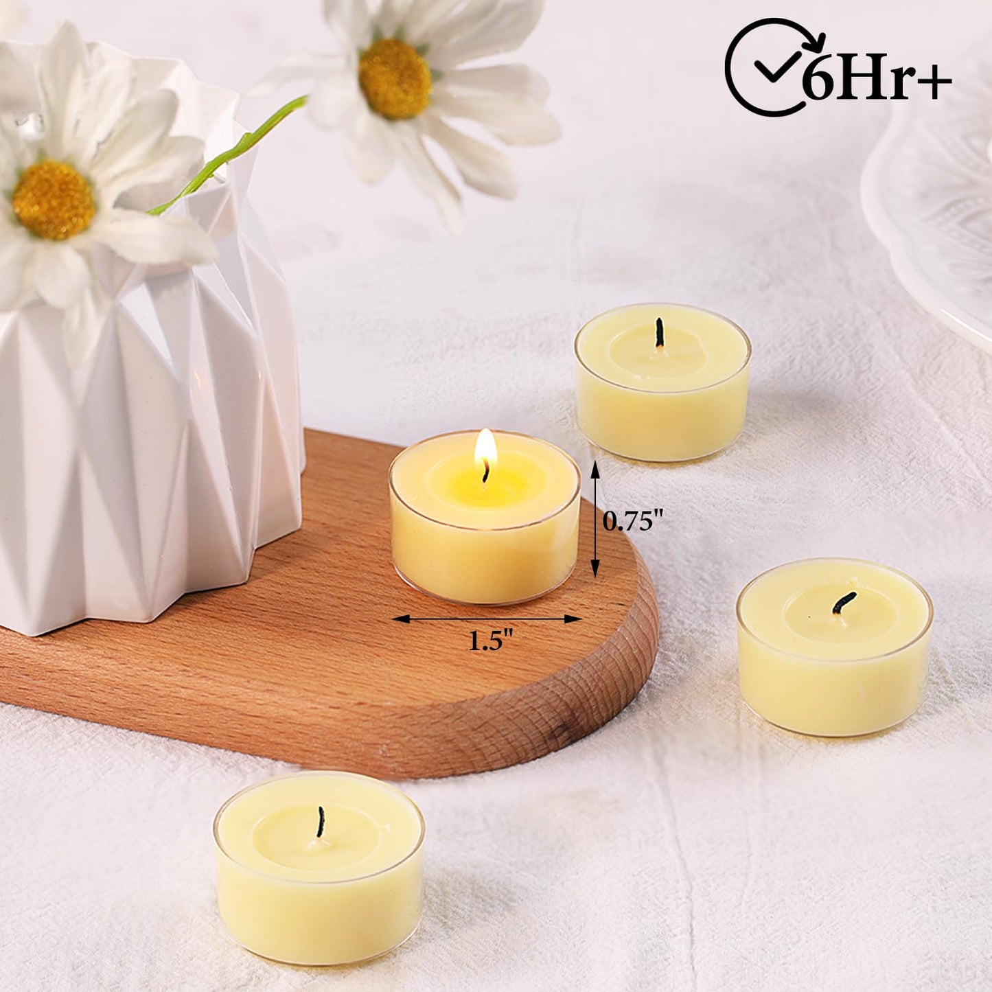 Vanilla Scented Tealight Candles – 14 Pack, 100% Pure Palm Wax, 6-Hour Burn, Ivory Cream Tea Lights for Cozy Ambiance, Home Relaxation, Romantic Settings, Clean Burn & Smokeless