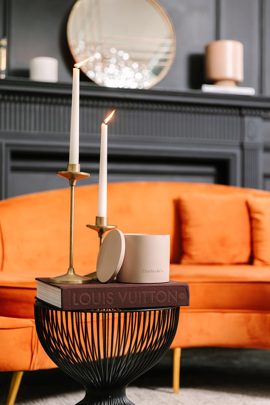 Charley&Co. Neutral Minimalistic Cement Candle Holders - Designed to fit a Standard 14.5oz 3-Wick Candle or Smaller (1, Deep Blush)