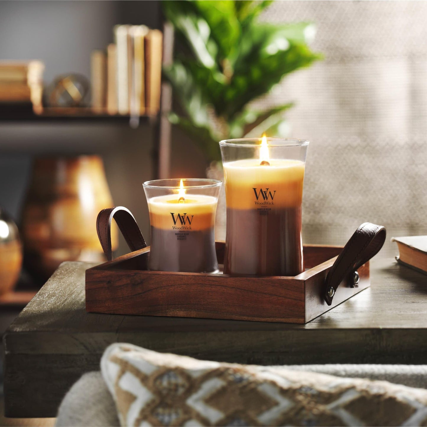 WoodWick Café Sweets Trilogy Holiday Candle Gifts for Women and Men, 9.7 oz Medium Hourglass Trilogy Candle with Crackling Wick