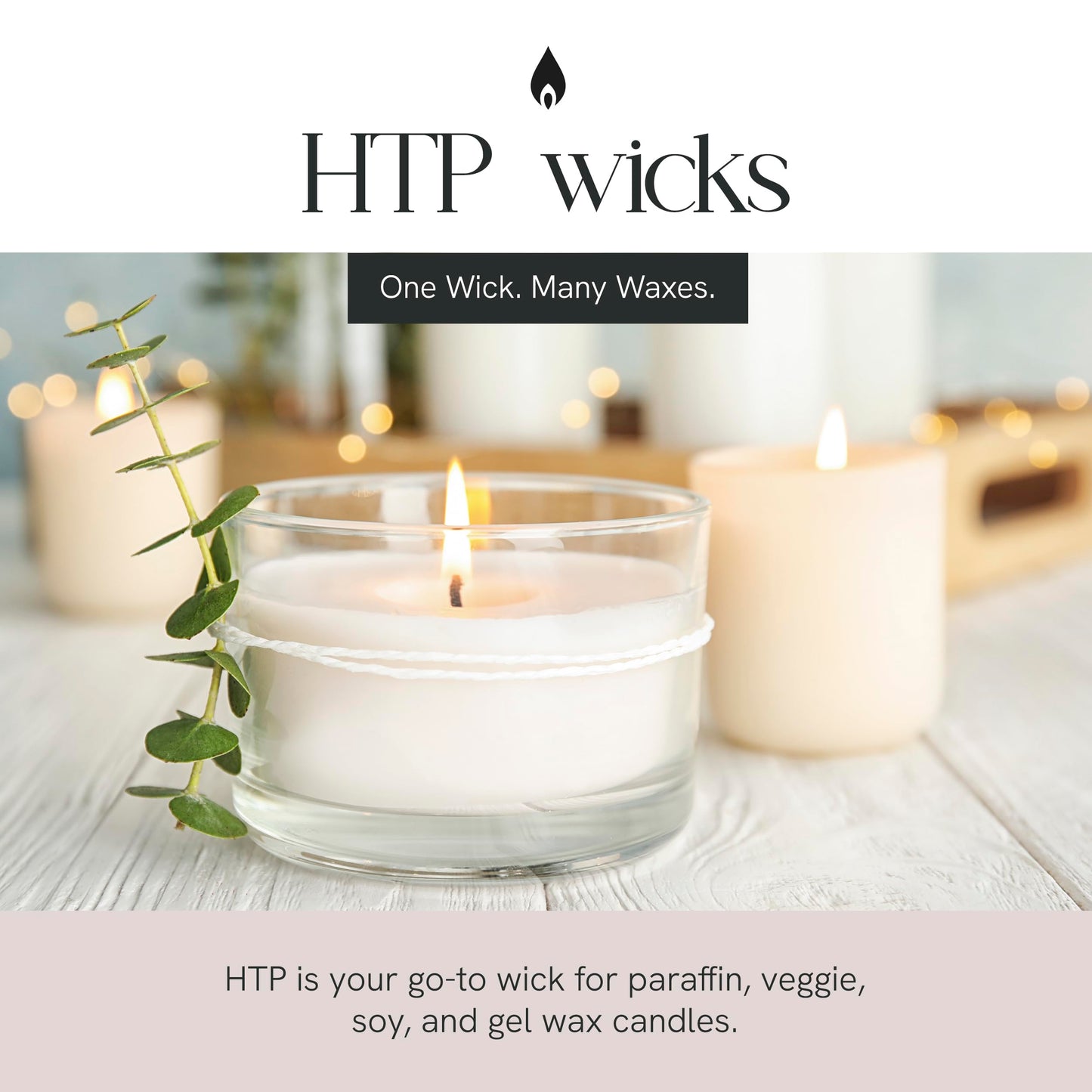 EAP Innovations HTP-93 Candle Making Wicks, Pre-Tabbed, Rigid, Self-Trimming Wicks for Candlemaking, Works with Paraffin, Gel & Vegetable Wax, 6" Length, Pack of 100