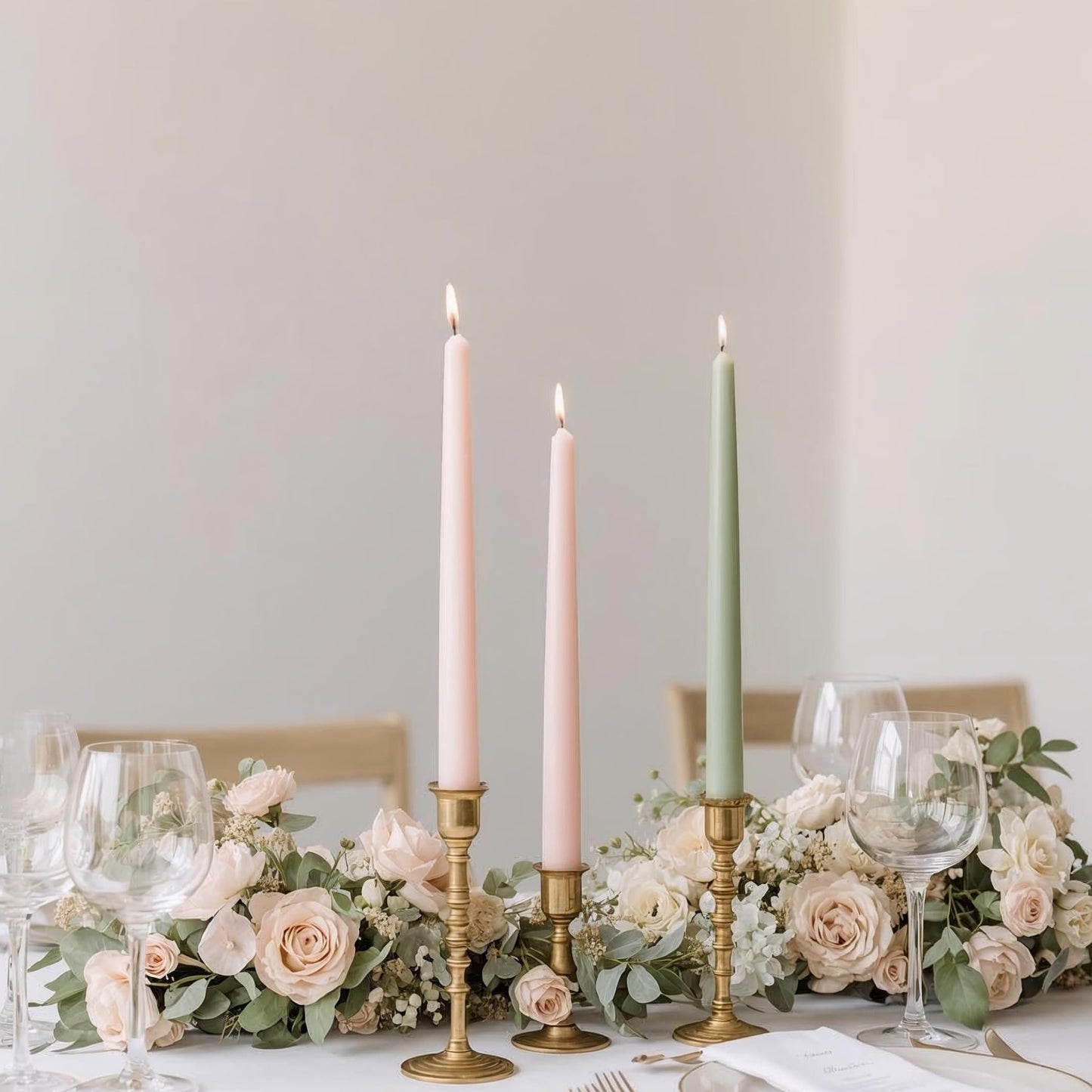 Tapered Dinner Candles - Soy & Paraffin Blend, Dinner Candles with Long-Lasting 7-Hour Burn for Stylish Homes - Candle in Curated Colors Ideal Gift for Hosts, Brides & Event Planners-Pink Clouds