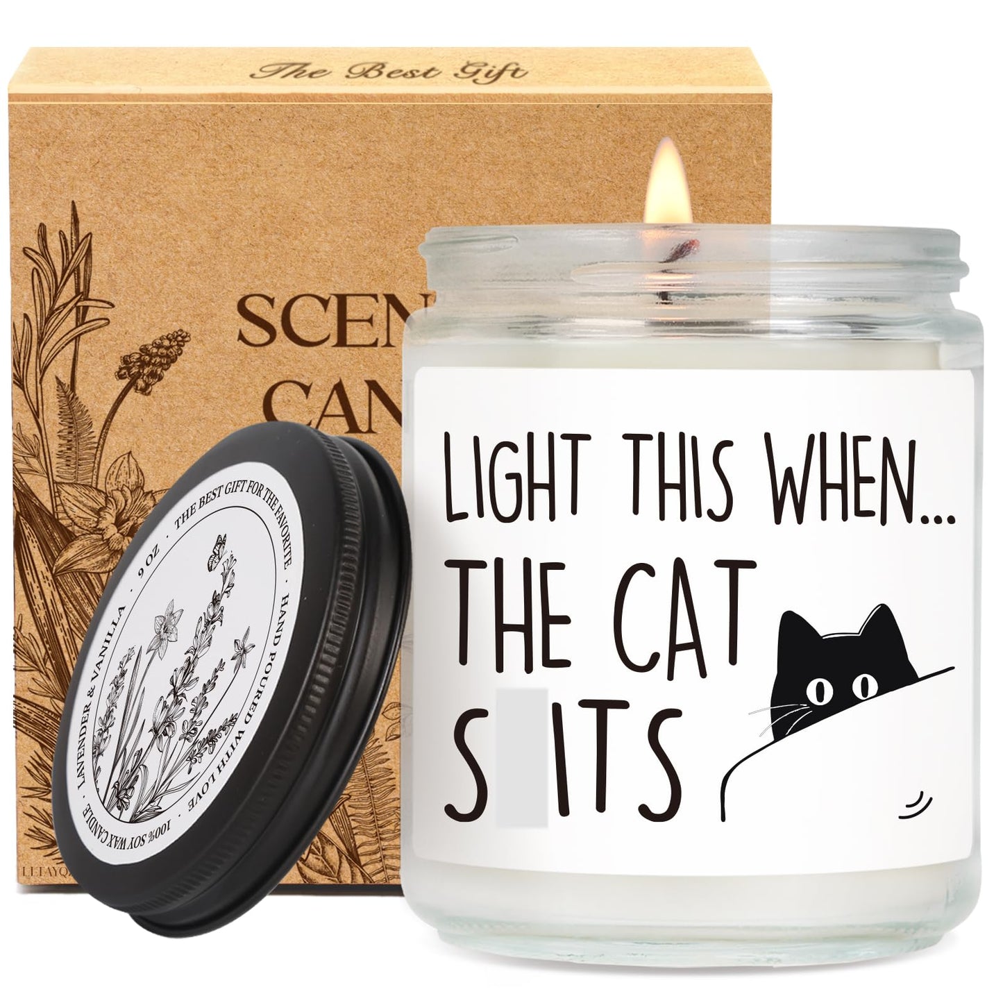 Funny Cat Lover Candle Gifts for Women, Men, Light Me When The cat Poops candle, Birthday, Christmas Candles Gift for Cats Lovers, Lady, Girls, Boys, Teens, Parents, Owners-Black cats Themed candles66