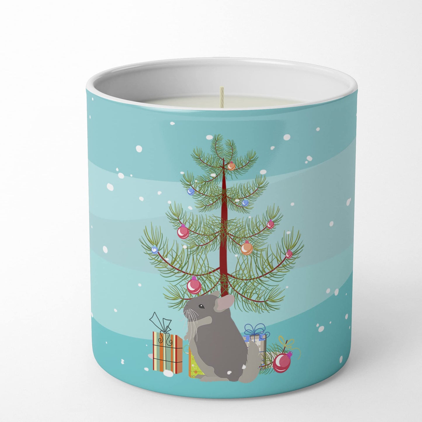 Caroline's Treasures CK4431CDL Beige Wellman Chinchilla Merry Christmas 10 oz Decorative Soy Candle Nature Soy Wax Essential Oil Home Decor Ideal for Bedroom Kitchen Bath Office Gift, 10 oz