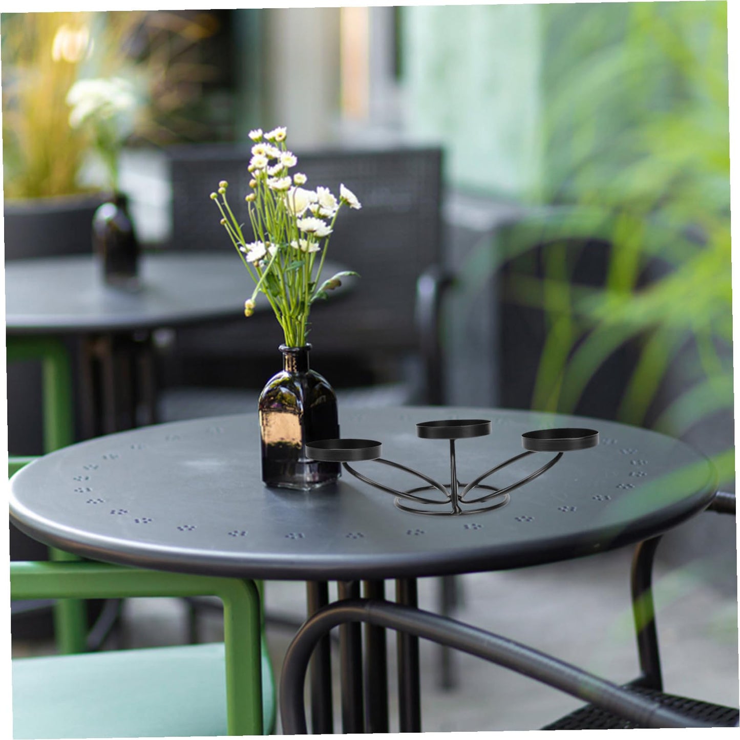 Outanaya Artistic Wrought Iron Candlestick Holder 7.67X3.14X2.16In Decorative Candle Stand for Home Party Holiday Wedding Tabletop Accent