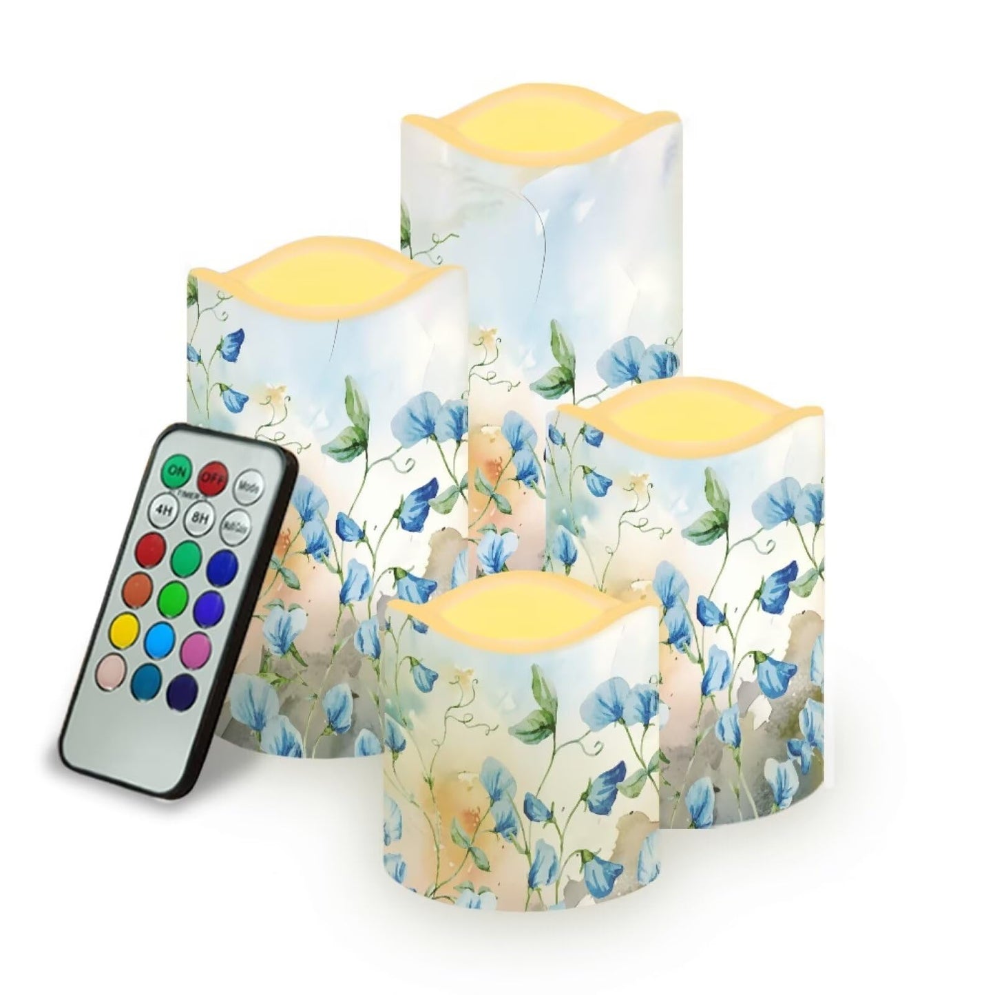 Ystardream Blue Flower Led Flameless Candles Valentine's Day Decorations Electric Christmas Candles for Windows,Unscented,Safe for Families with Pet(s) or Young Child(ren)
