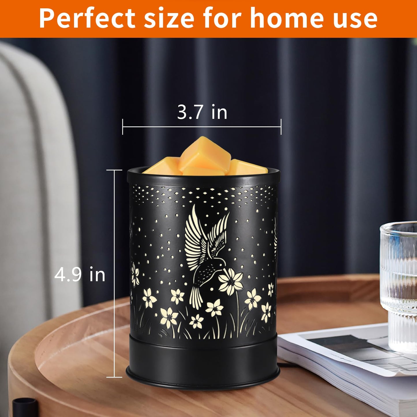 nawaza Hummingbird Metal Wax Melts Warmer, 2-in-1 Electric Fragrance Candle Wax Melter and Wax Cubes Aromatherapy Essential Oil Burner with LED Light for Home Office Room Bedroom and Home Décor