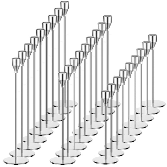 Potchen 27 Pack Candles Holders, 9 Sets Metal Taper Candlestick Holders Fit 0.75 Inch Thick Pillar Candles, Modern Vintage Candle Sticks Centerpiece Decor for Wedding Home Dinning Anniversary(Silver)