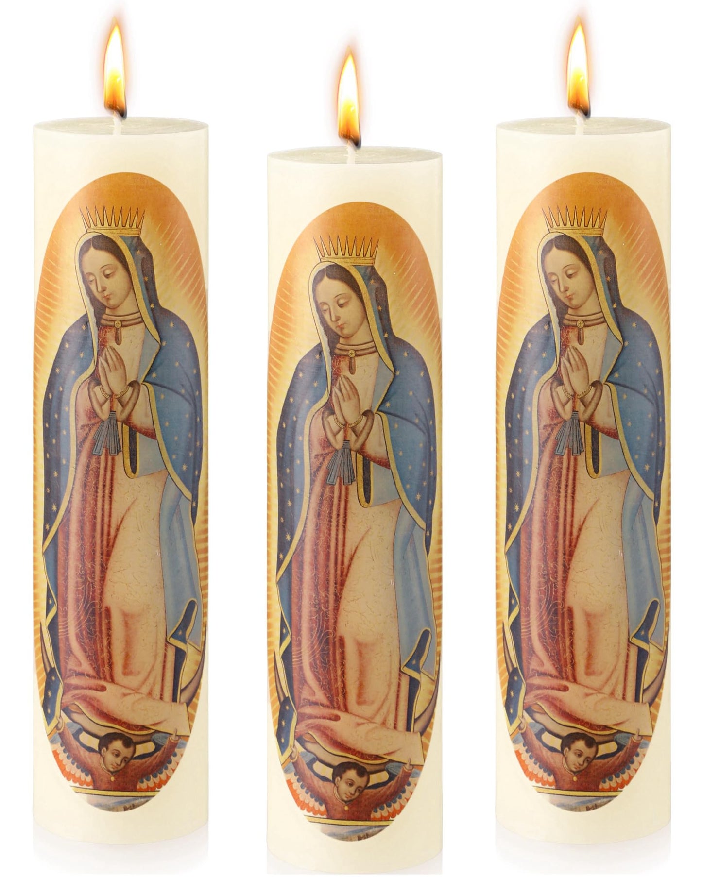 Conelist 3 Pcs Virgen De Guadalupe Candle Virgin Mary Candles Catholic Candle Religious Prayer Candles Decoration Burning Clean Unscented Religious Decoration Gift Idea for Mother's Day Birthday