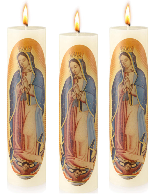 Conelist 3 Pcs Virgen De Guadalupe Candle Virgin Mary Candles Catholic Candle Religious Prayer Candles Decoration Burning Clean Unscented Religious Decoration Gift Idea for Mother's Day Birthday