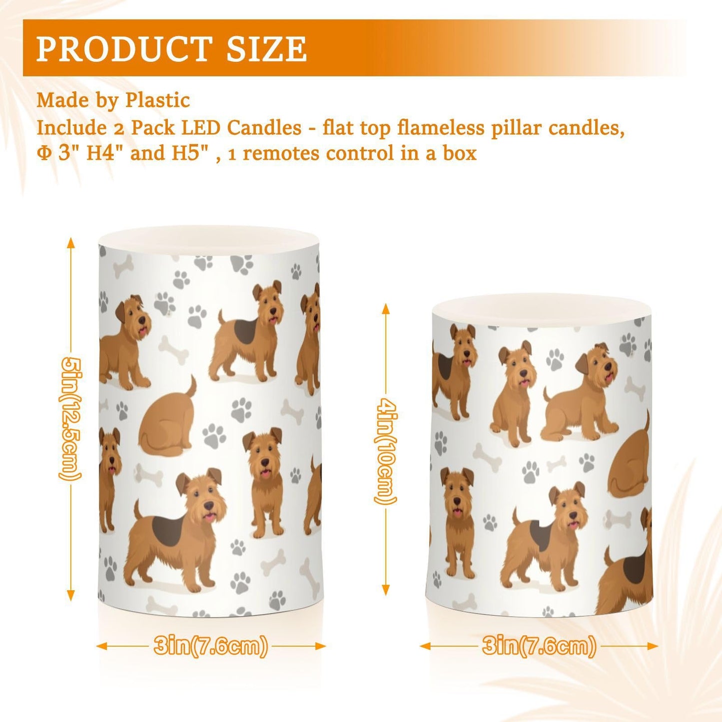 Pigsaly Flameless Candles Battery Operated Funny Animals Cartoon Airedale Terrier Dogs Flickering Led Pillar Candles with Remote Control Colour Changing Warm Light Candles for Halloween Christmas We