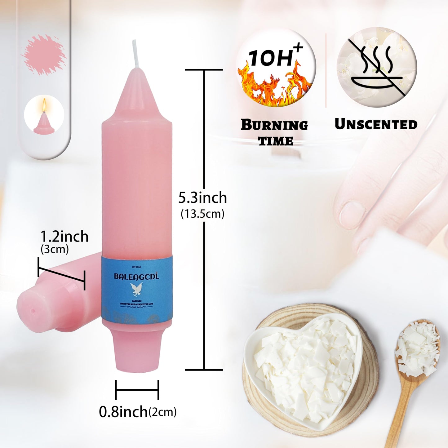 Handmade Unscented Long Lasting Twisted Pink Taper Candles 5 Inch with Smooth Flame Elegant Design and Smokeless Candle Perfect for Home Décor Weddings