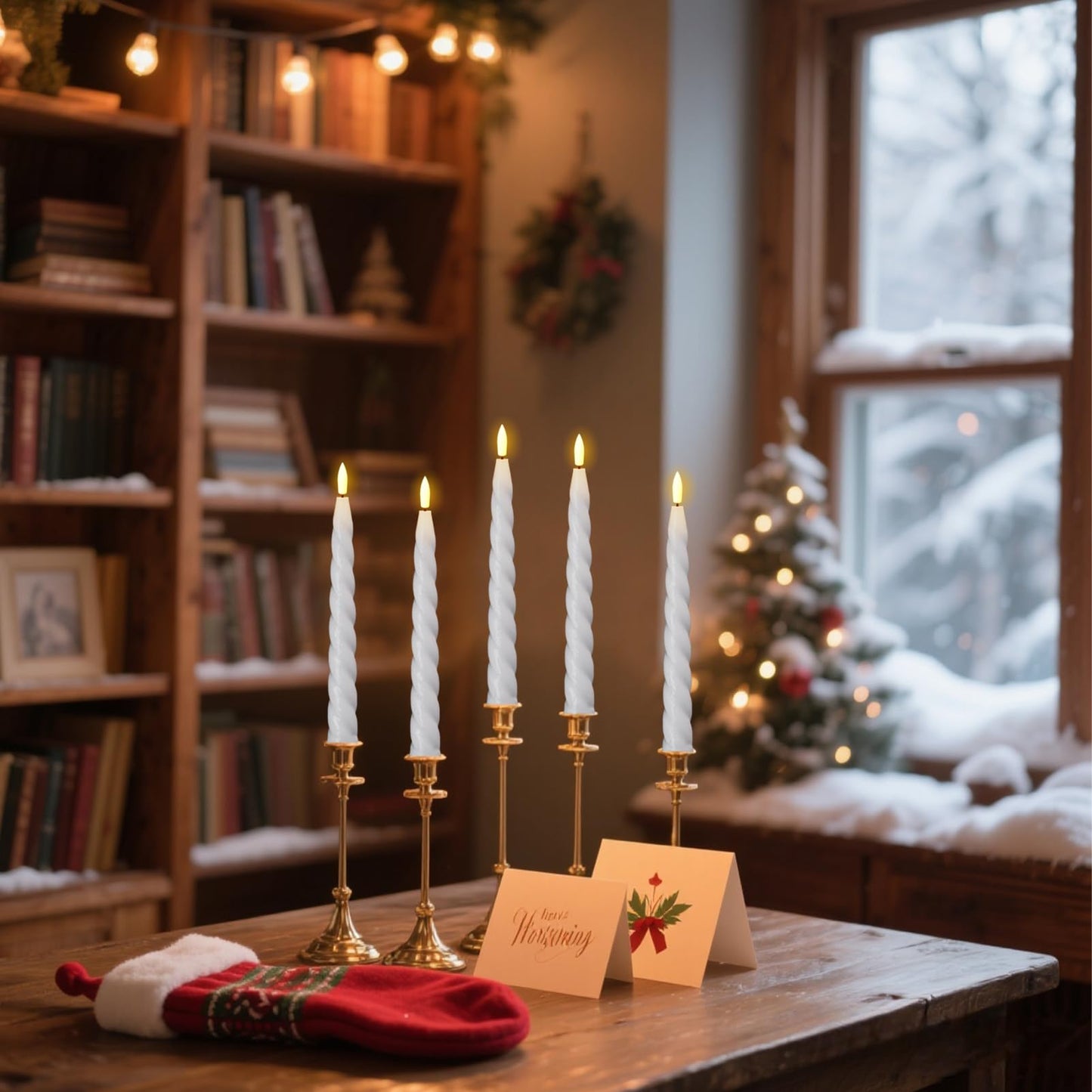 Wondise Flameless Taper Candles with Remote Timer, Real Waxy Battery Operated Candlesticks 3D Wick LED Candles for Halloween Christmas Holiday Wedding Decoration (2 Pack, White