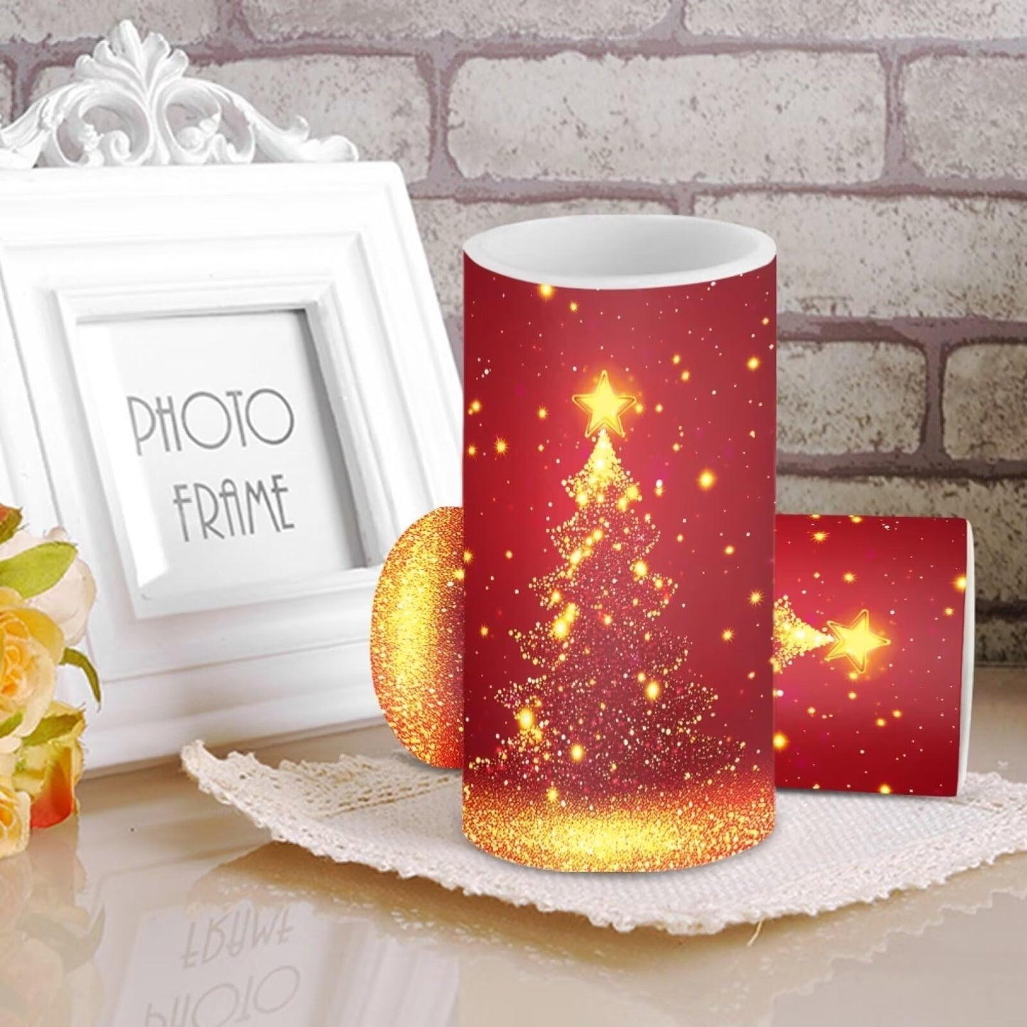 Luarisgur Red Christmas Battery Powered Candles with Remote and Timer Christmas Decorations LED Flameless Flickering Candles for Indoor Xmas Gifts Holiday Decor Home Party Festival Set of 2