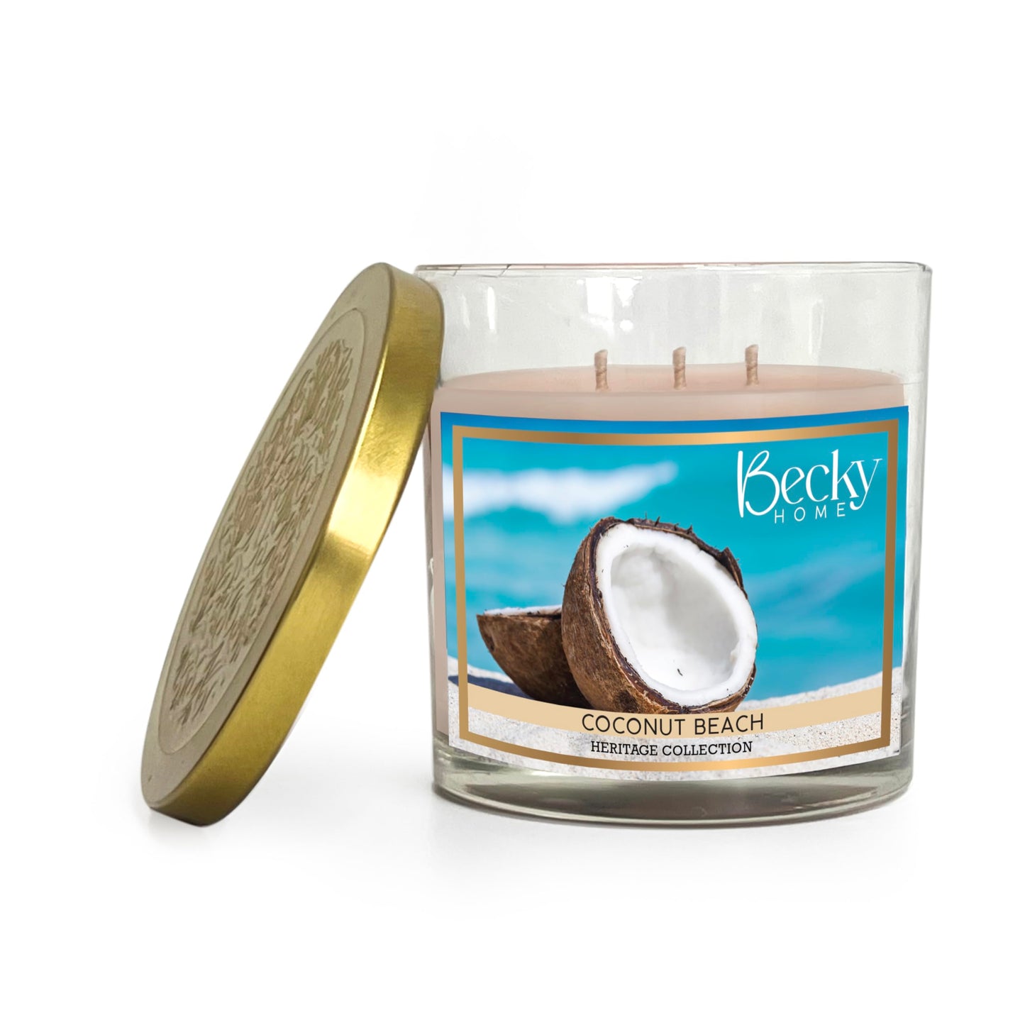 Becky Home 3 Wick Candle, 14.5oz Coconut Beach Candle, 3 Wick Candles Clearance, Big Candles, Three Wick Candle, 3 Wick Candle Jars