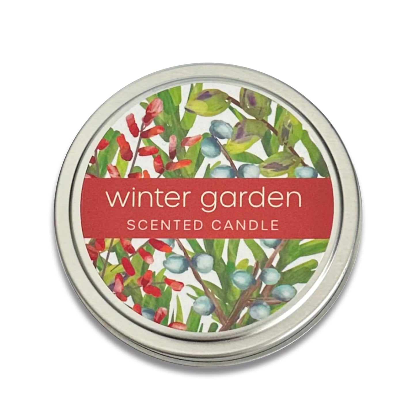 Greenwich Bay Hand-Poured Scented Candle in Decorative Tin – 4 oz/114 g Travel Candle with Lead-Free Wick, Vegetable Wax, Long-Burning Aromatherapy Gift, Single Wick – Made in USA (Winter Garden)