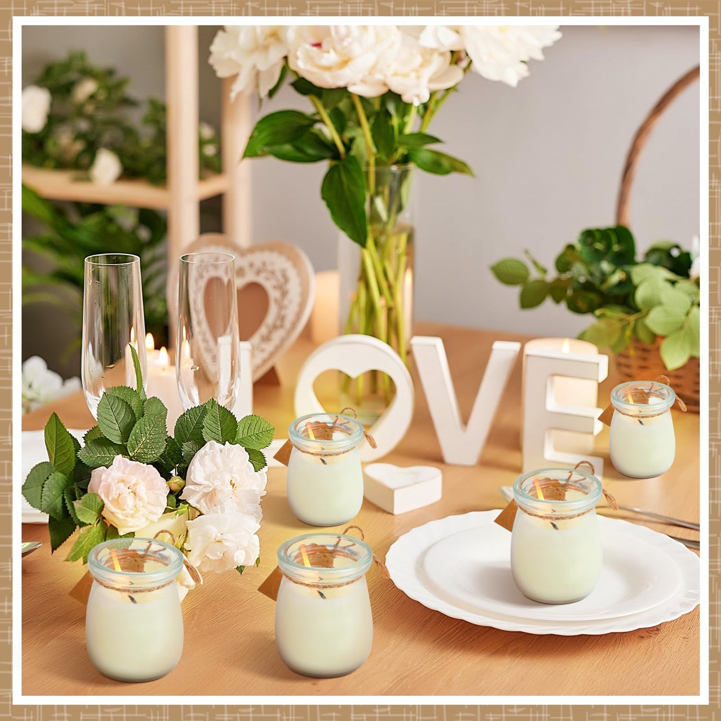 Teenyyou 20 Pack Glass Candle Jars for Making Candles Bulk 3.4 oz Small Clear Empty Glass Jars with Airtight Bamboo Lid Twine Wick Label Wax Core Holder for Baby Shower Guest Christmas Party Gifts
