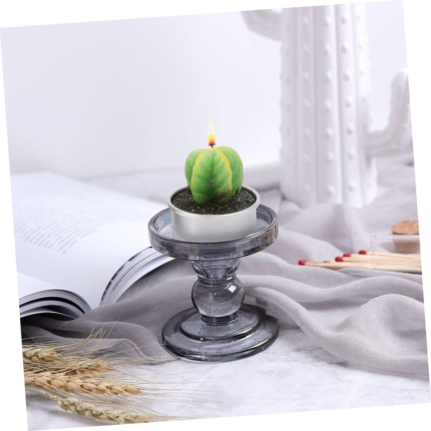 MAGICLULU 6Pcs Smokeless Succulent Cactus Candles for Decor for Birthdays Weddings and Parties Long Burning Creative Cactus Party Decorations