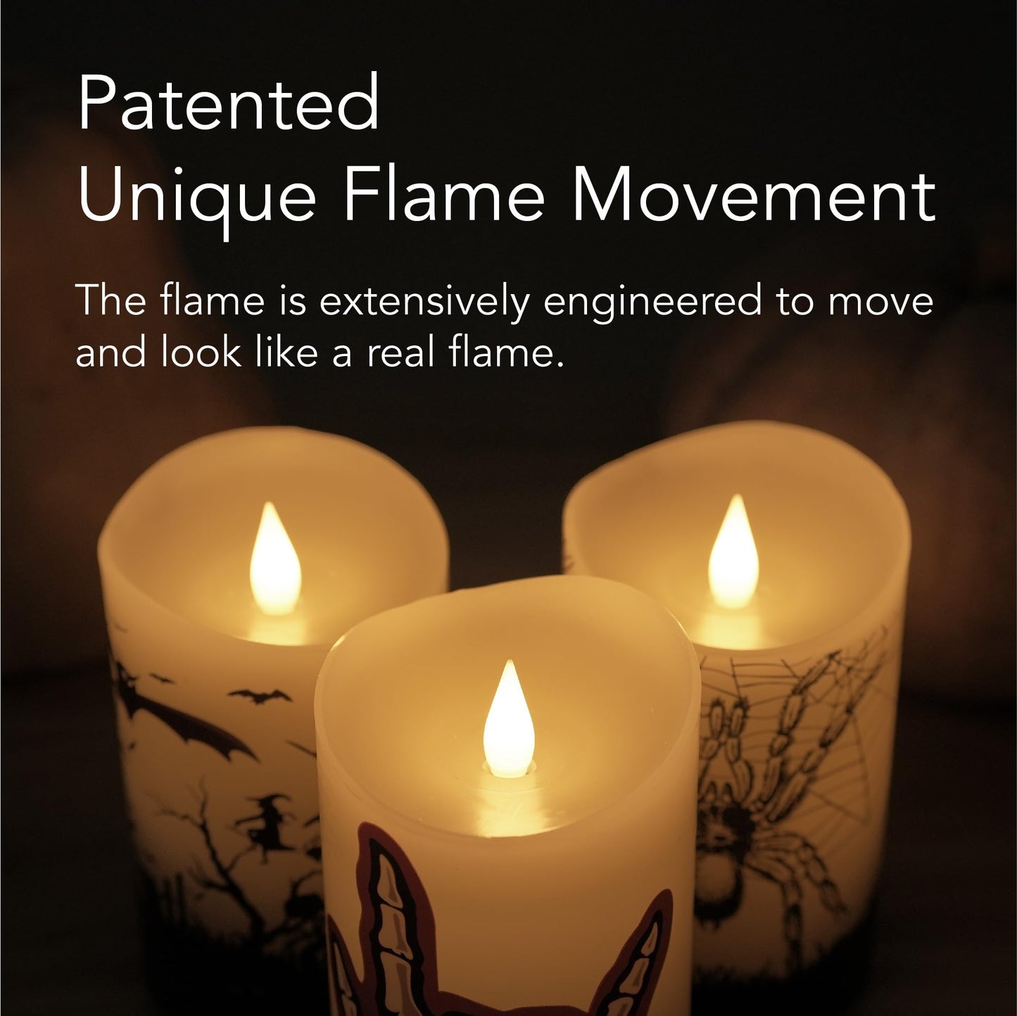 Softflame Halloween Flameless LED Candles with Remote Control, 3"x 5"Battery Operated Pillar Real Wax with Timer for Halloween Decorations, Sugar Skull Candle