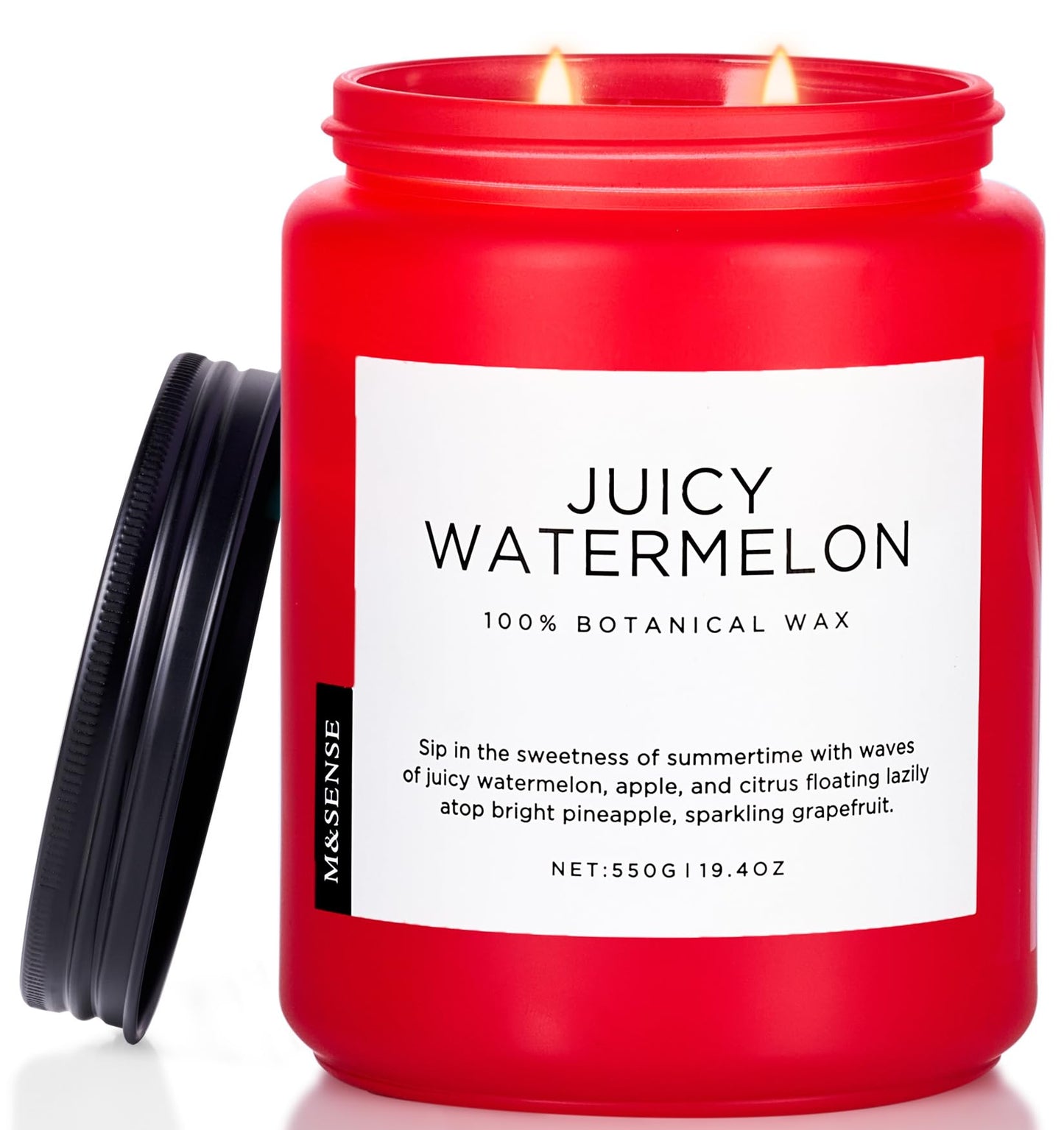 M&SENSE Juicy Watermelon Scented Candle, 19.4oz 110 Hours Clean Non Toxic Natural Soy Wax Long Lasting Candle for Women Men, 2 Wick Fruit Scent Home Fragrance Home Decor for Housewarming Gifts