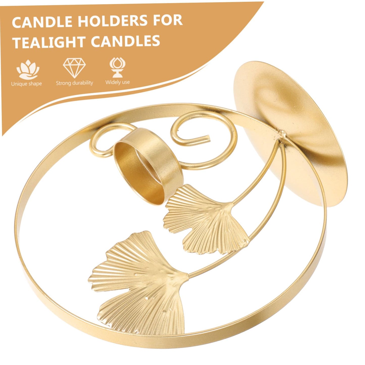 ROMISBABA Rust-Resistant Iron Candlestick Holder with Unique Plant-Shaped Design and Golden Finish, Multi-Functional Tealight Candle Stand for Entranceways and Living Rooms, Artistic Table