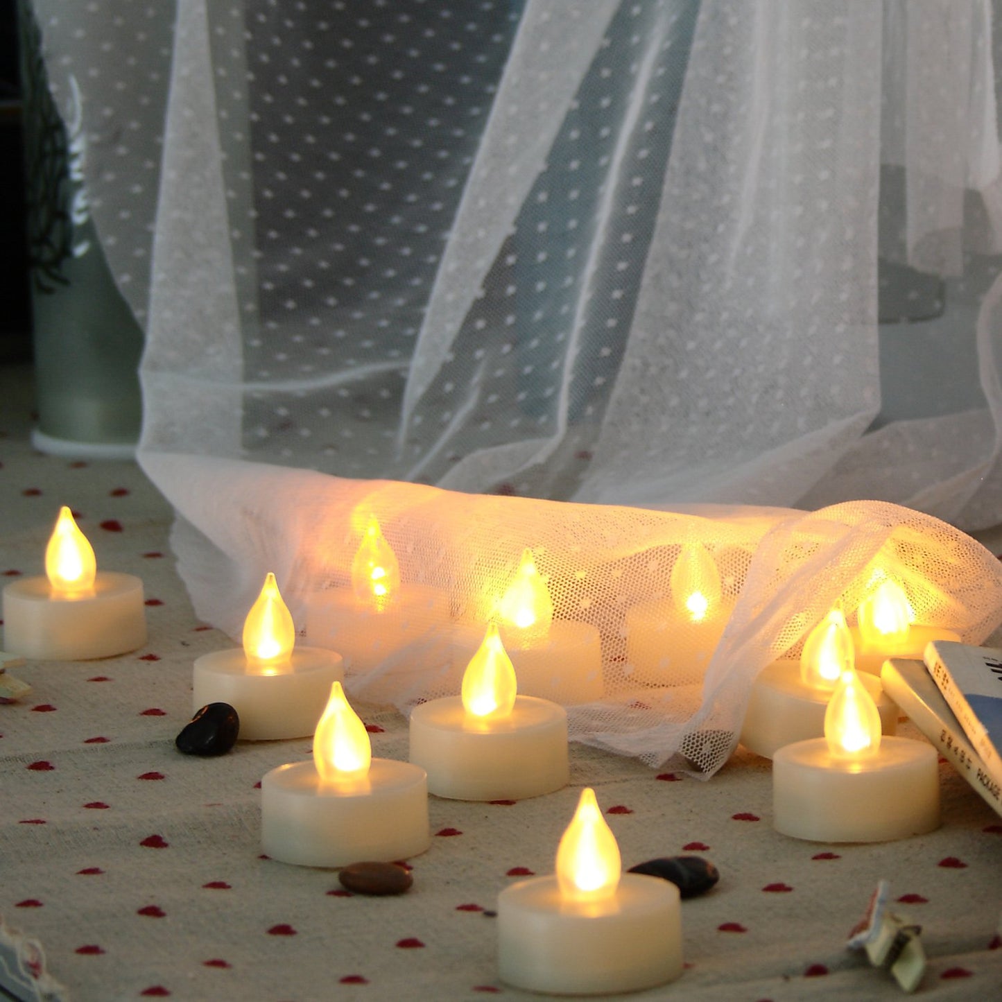 6 Flameless Tealight Candles with Remote and Timer Flickering Battery Operated Electric LED Tea Lights Halloween Jack-O-Lantern Pumpkin Wedding Centerpieces Christmas Party Decorations Batteries Incl.