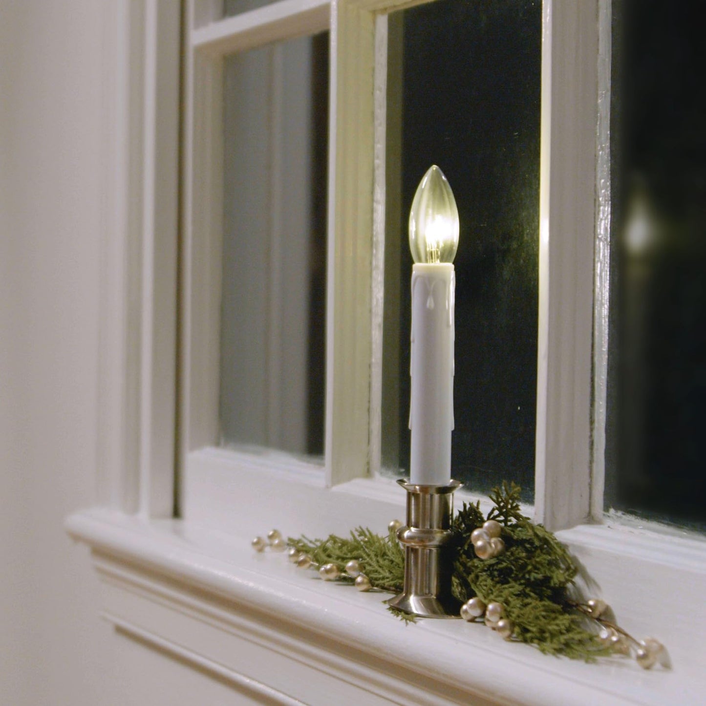 612 Vermont Ultra-Bright LED Window Candles with Timer, Remote Control, Twinkle/Steady LED Light, Battery Operated, Slim Metal Base, VT-9167-R4-BNW (Pack of 4, Brushed Nickel)