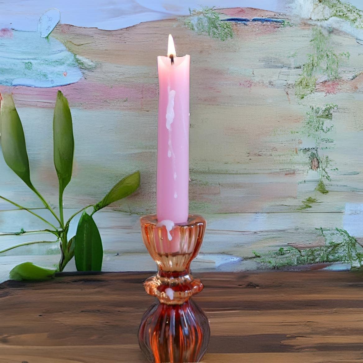 Candlestock Hippie Drippy Drip Candles - Pack of 6 Dripping Tapers - Wine Bottle Melting Candles (Pink)