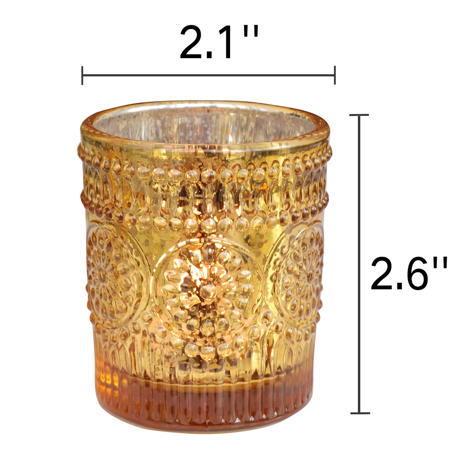 VOHO Gold Votive Candle Holders Set of 12, Gold Candle Holders Bulk for Wedding Table Centerpiece, Mercury Glass Tealight Candle Holder for Home Party Decoration (2.1'' x 2.6'', W/H)
