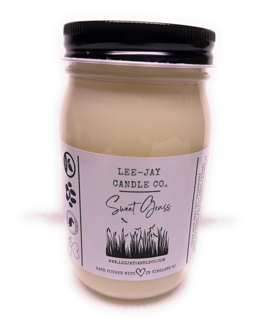 Sweet Grass | Highly FRAGRANCED 100% Soy Wax Candle | Hand Poured | LEE-JAY CANDLE CO. (16oz)