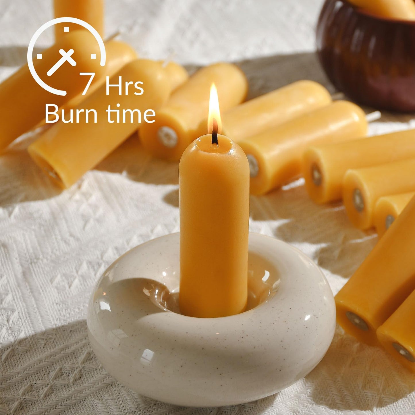 DEYBBY Beeswax Small Pillar Candles 6 Pack - Natural Bees Wax Travel Candles Bulk for Room Decor Blackout Housewarming Gift