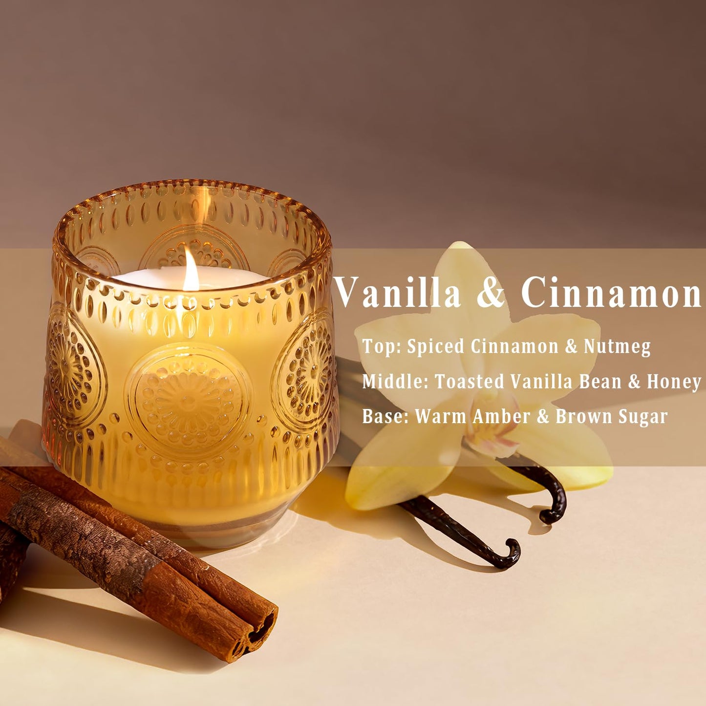 2 Pcs Soy Wax Scented Jar Candles Set, Vanilla Cinnamon & Cedar Balsam- Scented Candles for Home, 7.5oz Each, Up to 52 Hours Burn Time, Decorative Aromatherapy Candle for Relaxation & Luxury Gifting