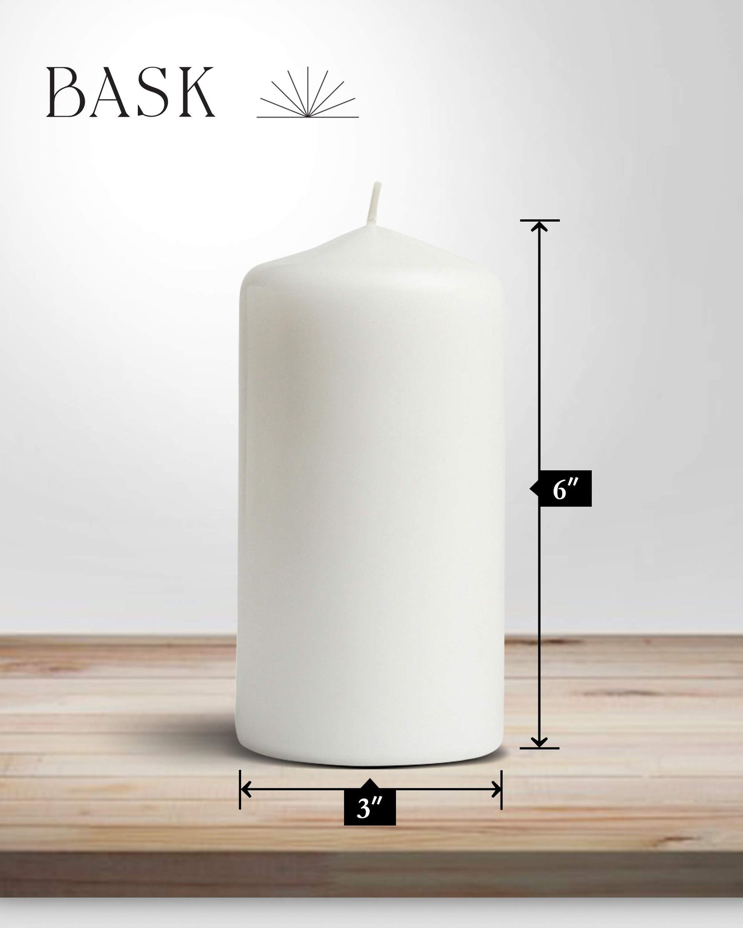 Cone Top Pillar Candles by Bask - Set of 6-3" x 6" Dripless Unscented Candles in White for Home Decor, Relaxation & All Occasions