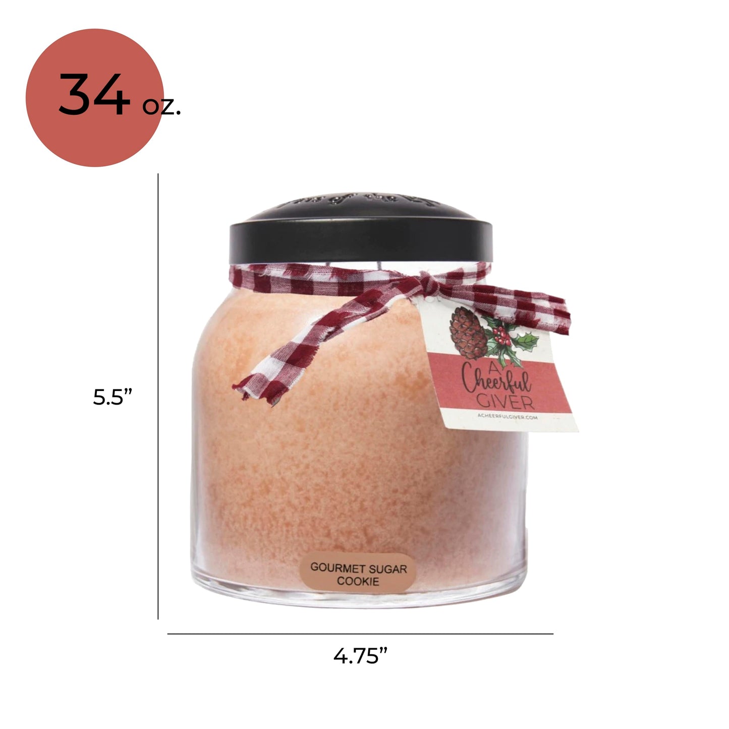 A Cheerful Giver — Gourmet Sugar Cookie - 34oz Papa Scented Candle Jar with Lid - Keepers of the Light - 155 Hours of Burn Time, Gift for Women, Brown