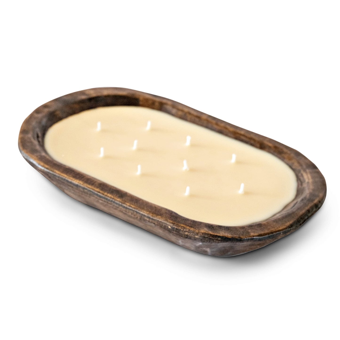 Wooden Dough Bowl Candles 10x14 Inch, Wooden Dough Bowl Soy Candle, Farmhouse Doughbowl Candle Tabletop Decor