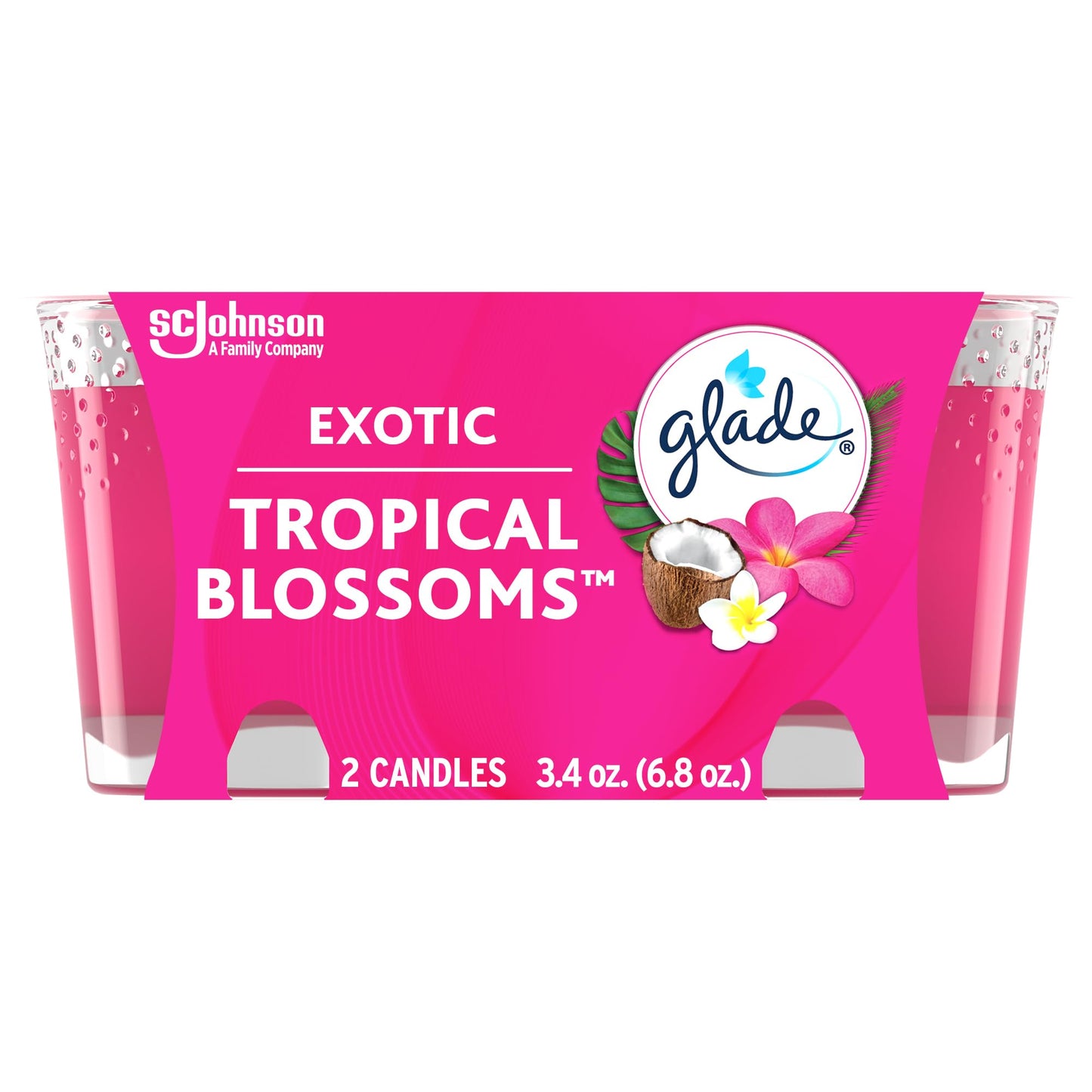 Glade Candle Jar, Air Freshener, Exotic Tropical Blossoms, 3.4 oz, 2 Count