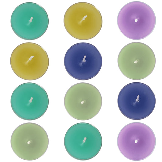 12 Pack Hand-Poured Dark Scented Tea Light Candles 5 Color Smokeless Small Round Tealight Candles for Relaxation Yoga Meditation Home Decor Romantic Dinners & Ambiance