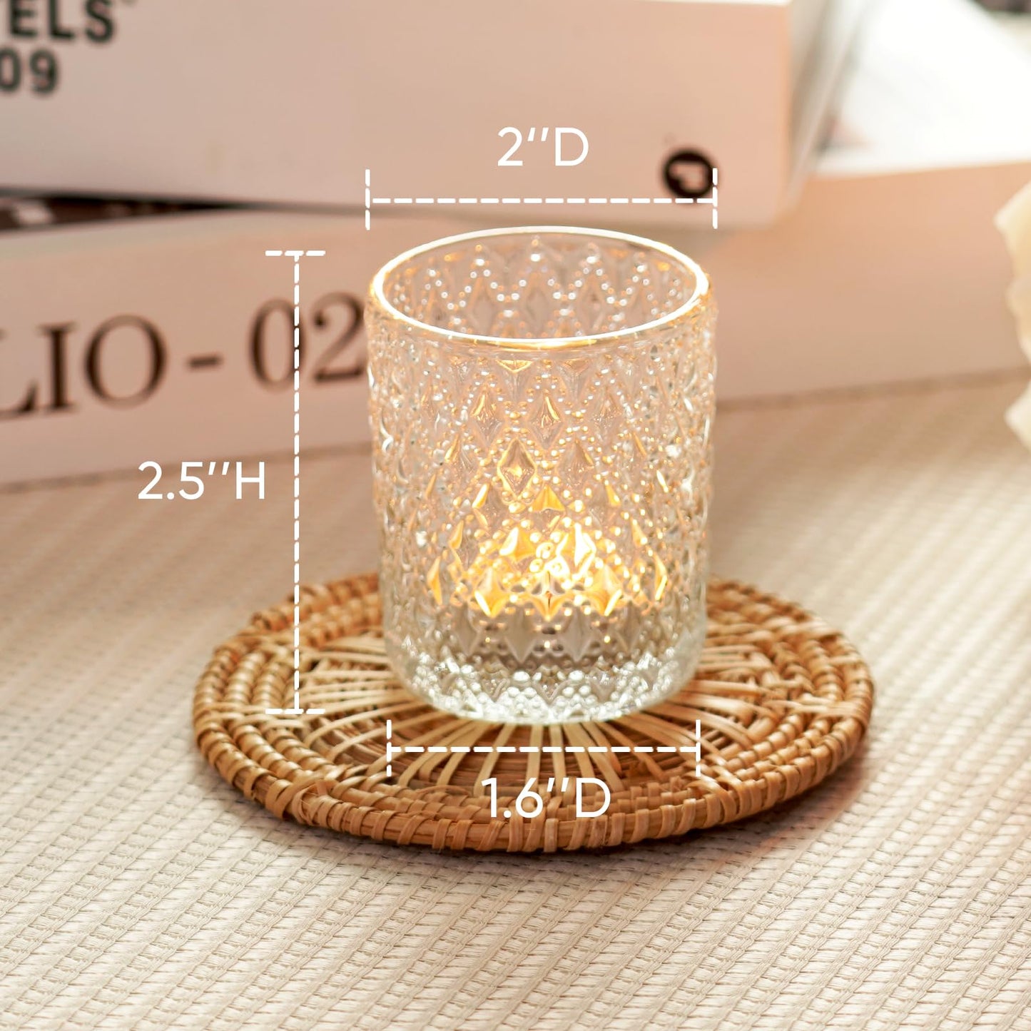 Homemory 24 Pack Clear Glass Votive Candle Holders, Tealight Candle Holder, Vintage Candle Holders Bulk for Table Centerpieces, Christmas, Baby Showers, Birthday, Wedding, Party