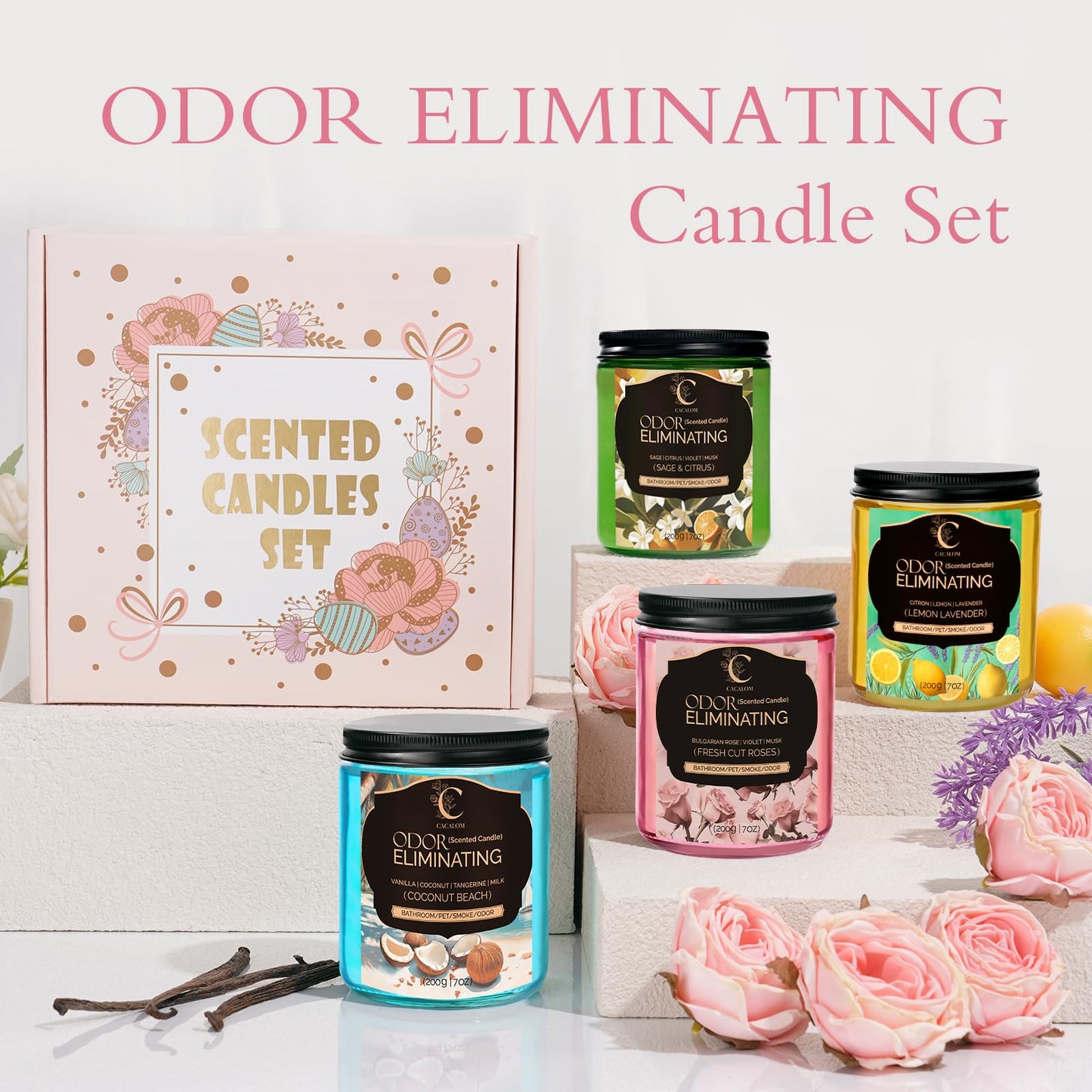 Lavender Odor Eliminating Candles, Pet Scented Candles for Home, Single Wick Soy Candle Gifts for Women, Men, Ideal for Creating Relaxing Atmosphere, Over 50 Hours of Burn Time