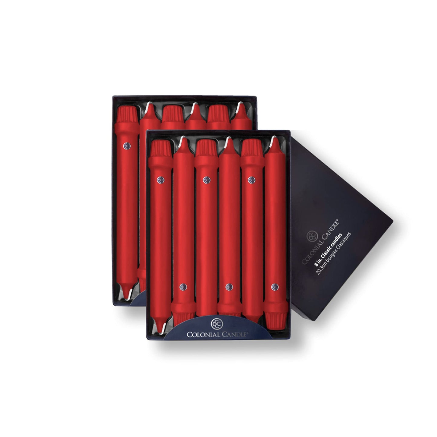 Colonial Candle Unscented Taper Candle, Classic Collection, Red, 8 In, Pack of 12 - Up to 6 Hours Burn