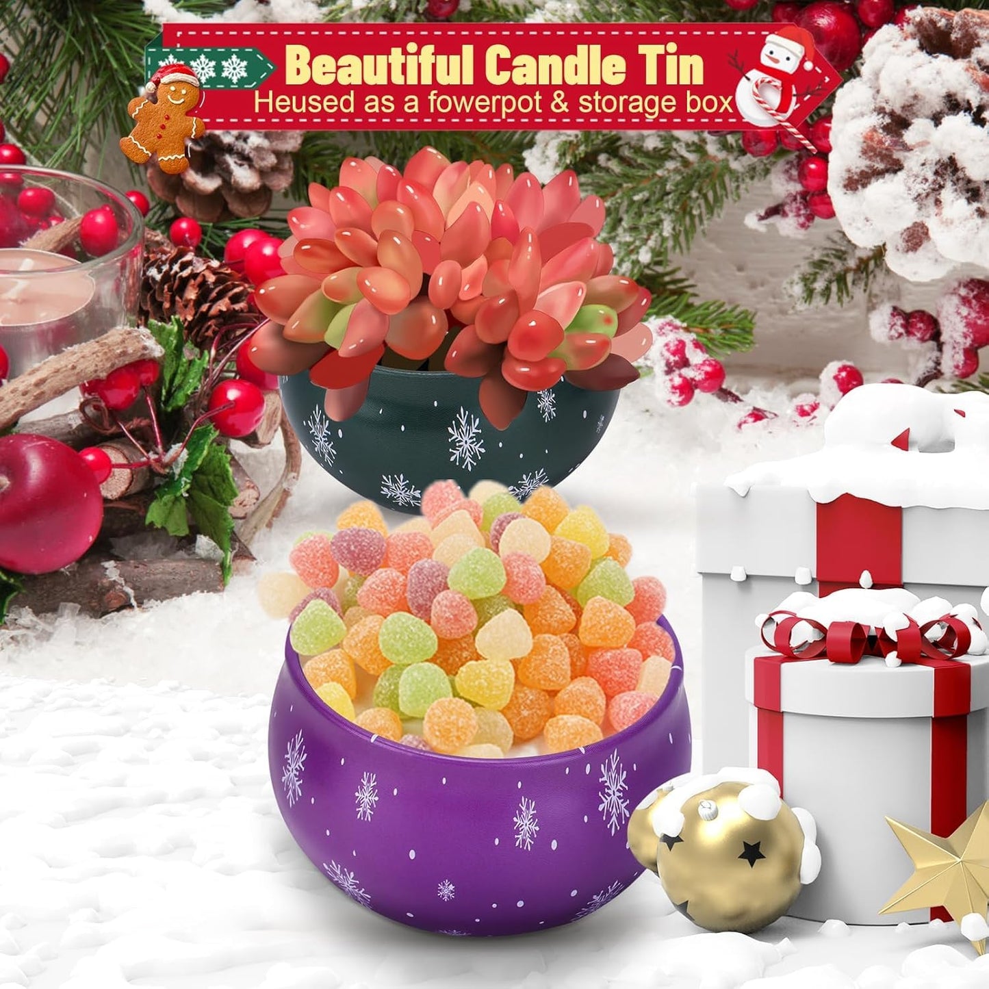 Christmas Scented Candles Gifts Set for Women, 6 Pack 2.5 Oz Candle Set, Natural Soy Wax, Aromatherapy Candles for Birthday, Christmas, Gifts for Her Women