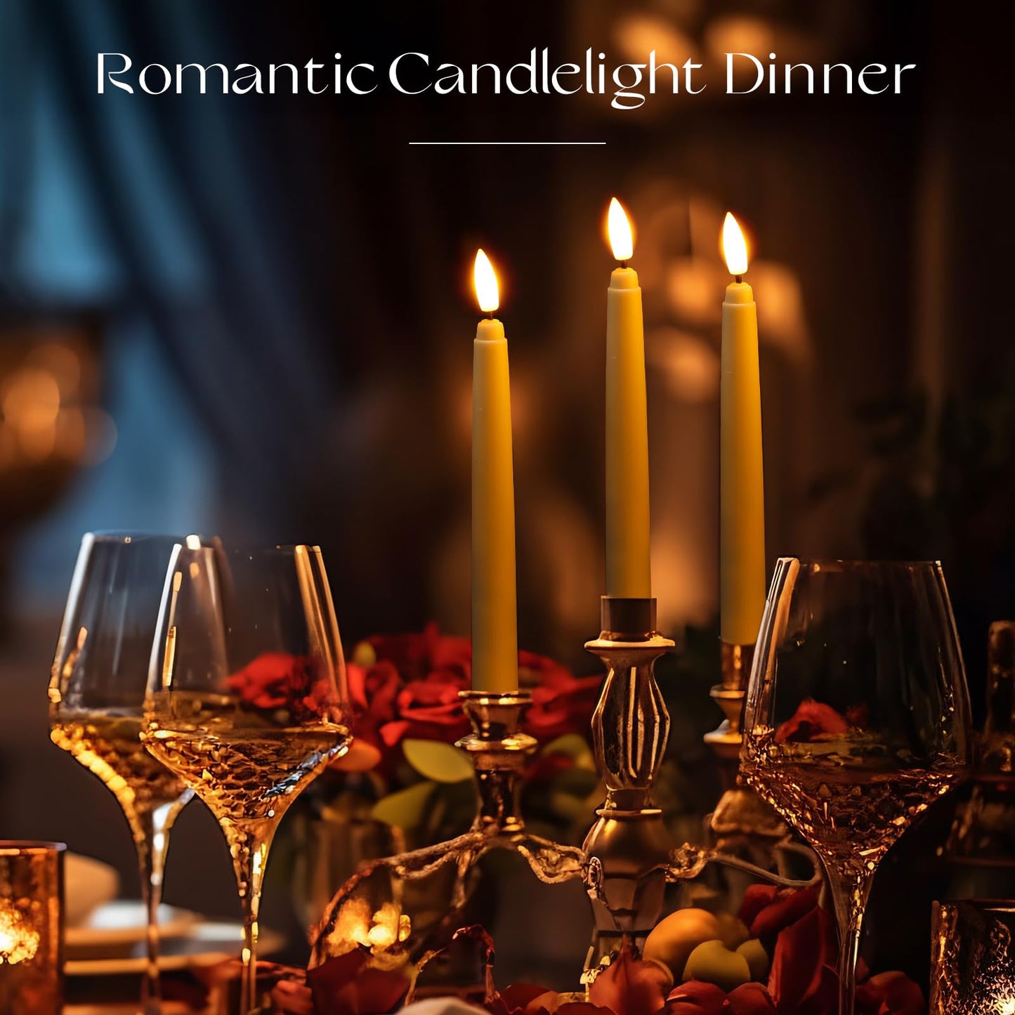 Baquler 36 Pcs Flameless Taper Candles LED Taper Candles Flickering Bulk Ivory LED Candlestick for Easter Wedding Church Halloween Christmas Party Decor Table Centerpiece, 8.5 in, No Batteries