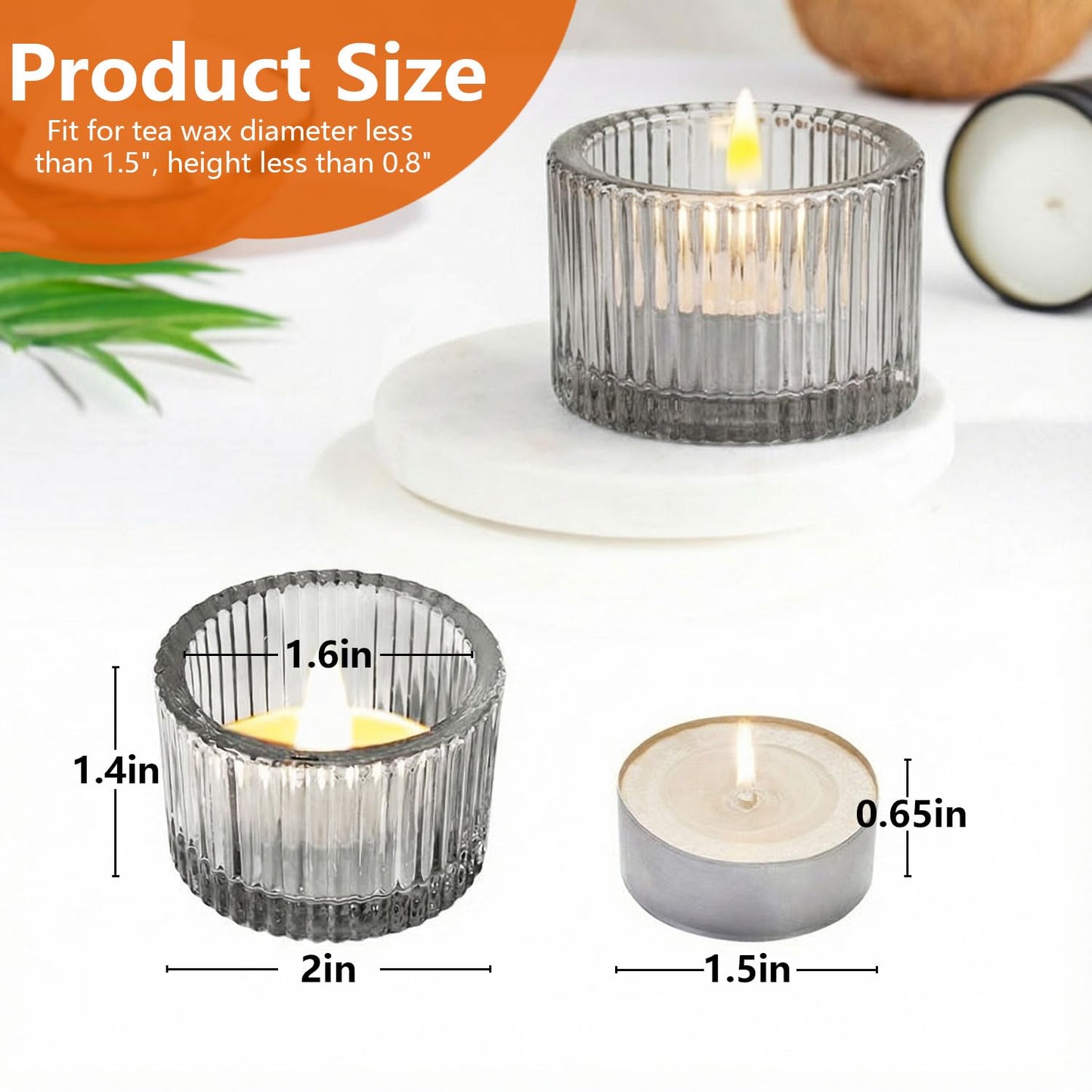 JOYIT Black Votive Candle Holders Bulk Set of 4, Tealight Candle Holder for Wedding Table Centerpiece, Glass Small Candle Holders for Birthday Party, Valentine's Day, Home Decor (2''X 1.4'')