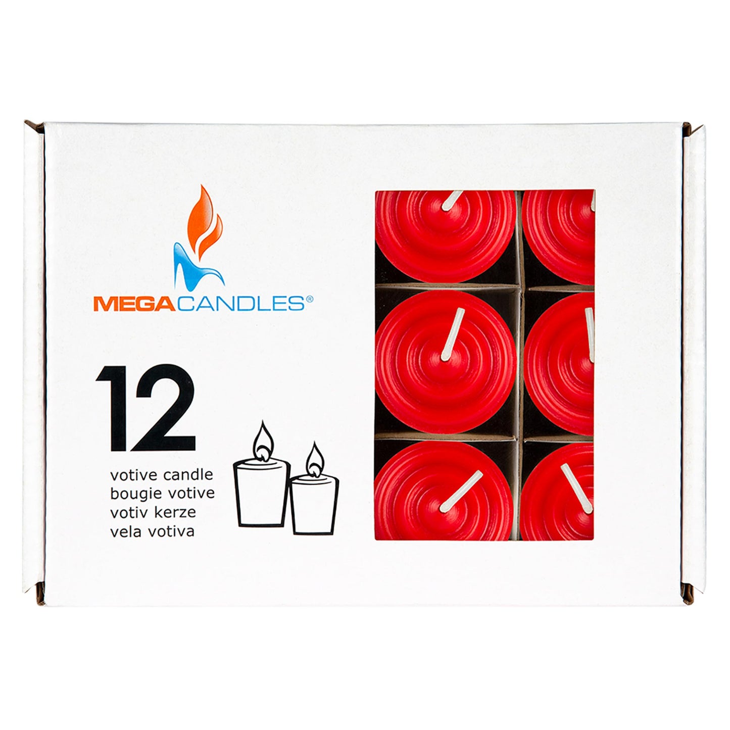 Mega Candles 12 pcs Unscented Red Votive Candles, Hand Poured Wax Candle 15 Hours 1.5 Inch x 2.25 Inch, Home Décor, Wedding Receptions, Centerpieces, Occasions, Events, Meditations, Holders