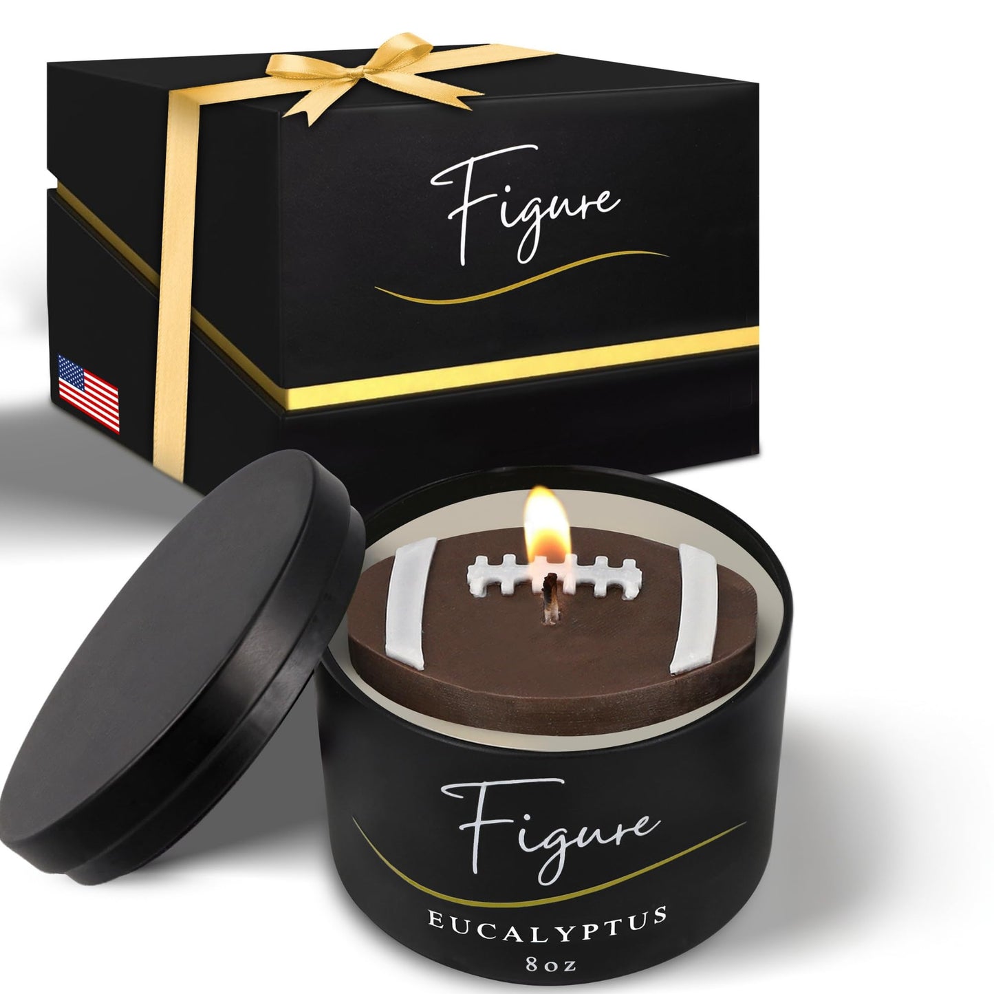 All-Natural Football Candle – Eucalyptus Scent | Hand-Poured in The USA | Beeswax & Soy Wax | Essential Oils | 100% Beeswax Wick | Premium Gift Box | Candle Gifts for Men & Women