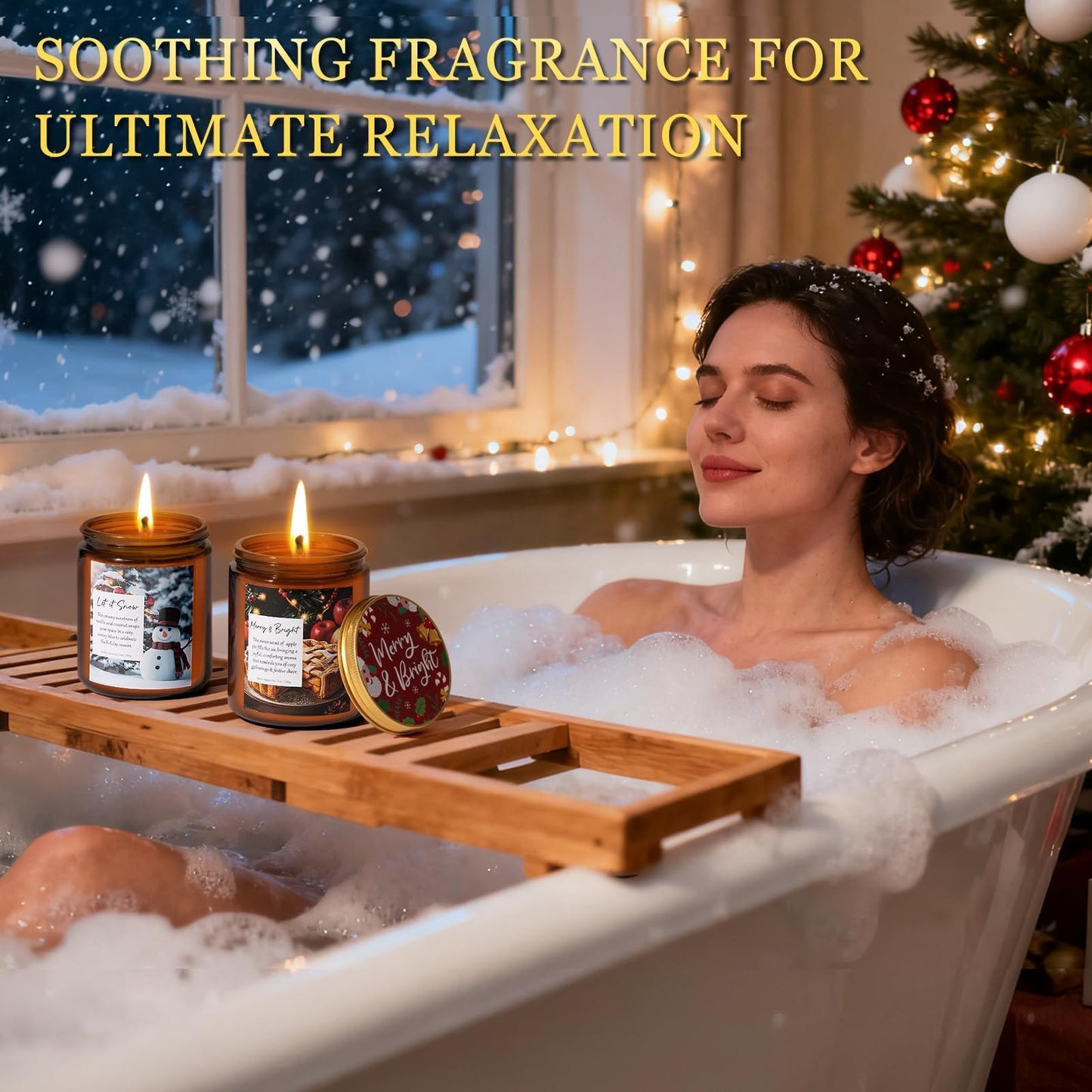 Christmas Candles Set, 4 Pack Xmas Scented Candles for Women, Winter Soy Candle for Home Scented Holiday Candle Gift Set, Christmas Gifts for Women Men- Balsam Cedar/Apple Pie/Citrus/Vanilla Coconut