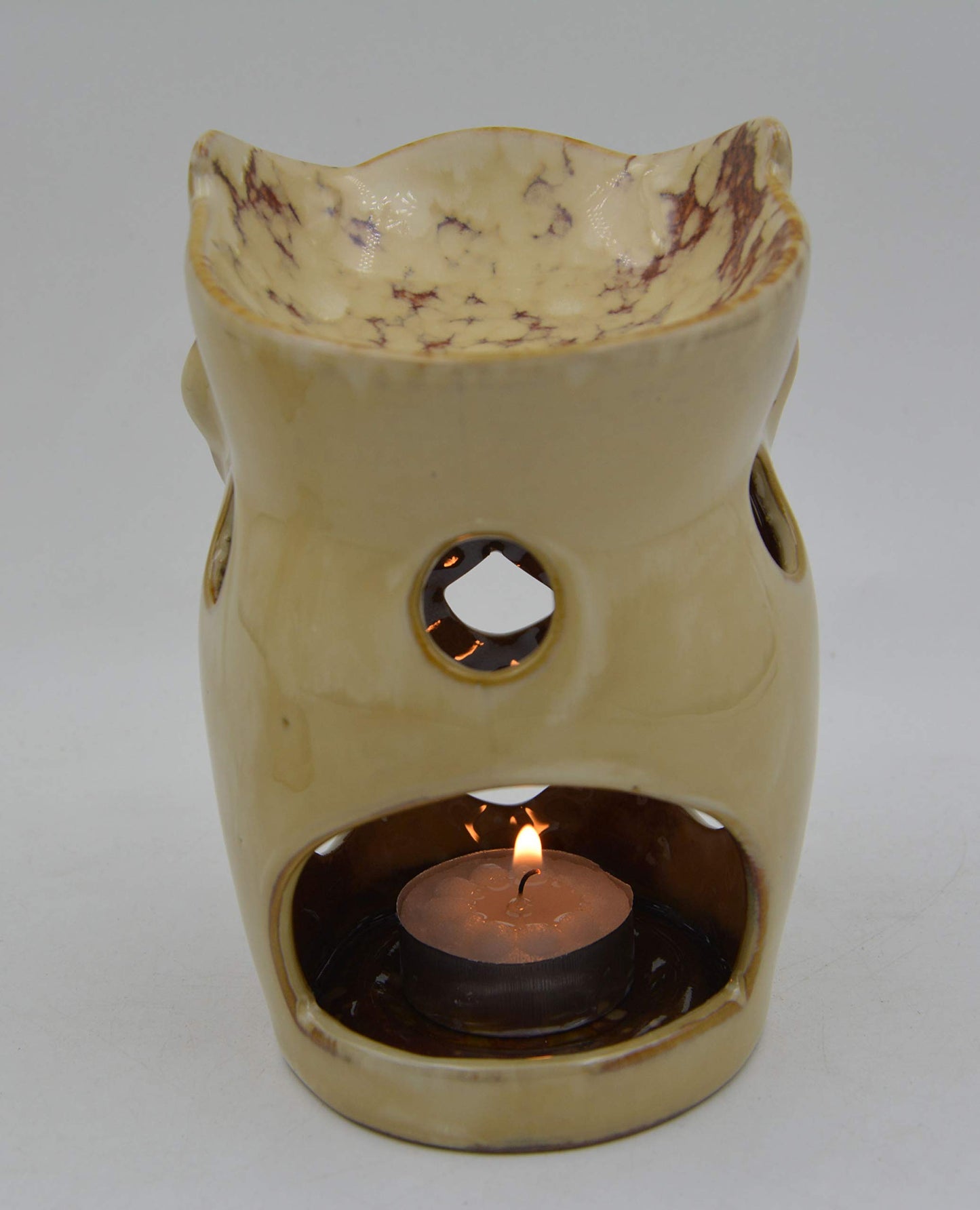 MONMOB 4.7 Inch Ceramic Owl Oil Warmer Aromatherapy Burner/Tea Light Candle Holder Oil Burner/Essential Oil Warmer Candle Holder/Wax Warmer Ideal Gifts for Women, Mom or Birthdays