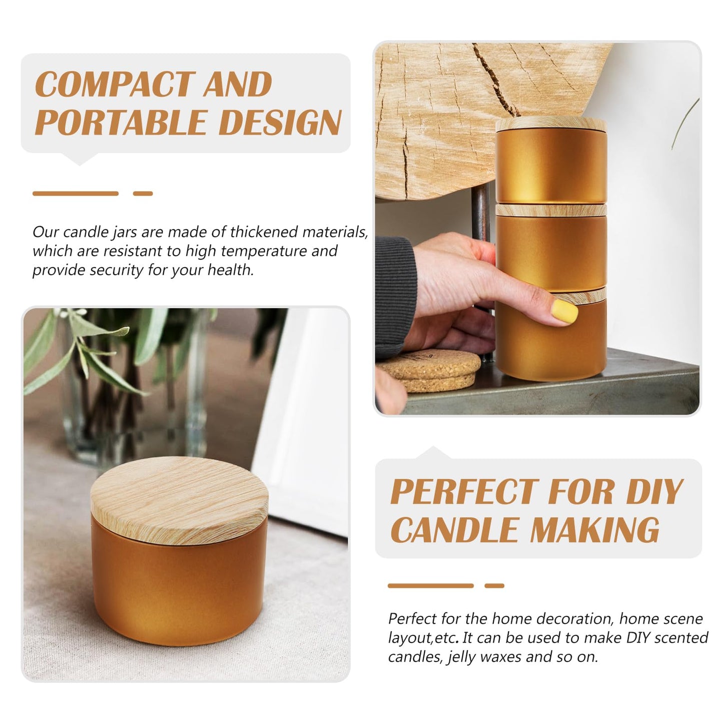 EXCEART Iron Candle Tins with Lids 3Pcs Reusable Candle Jars Tea Tin Cans Storage Bowls Black stick Holders Spa Holders Sconce Making Tinplates